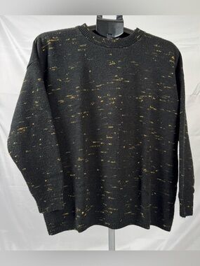 Vintage SweeTree Black Speckled Knit Sweater Oversized L XL USA Cozy Grunge